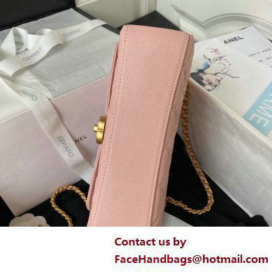 Chanel Grained Calfskin  &  Gold-Tone Metal Small Flap Bag with Top Handle AS4008 Pink 2025